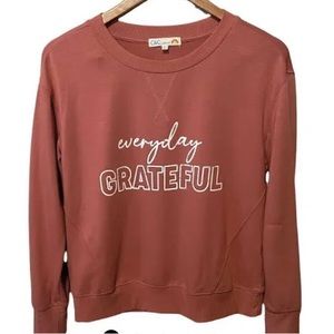 Cute pink every day grateful long sleeve graphic tee